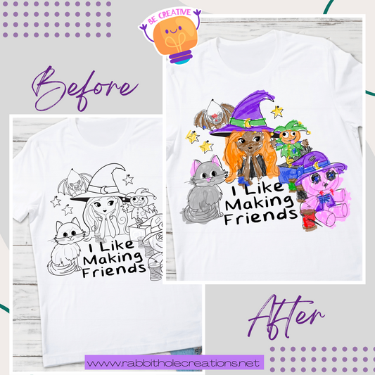 I Like Making Friends - Coloring Shirt - Crafty Witch Halloween Design